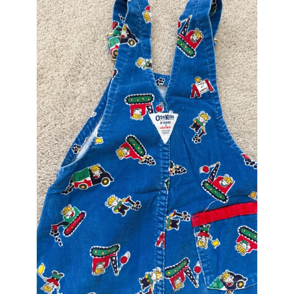 Vintage OshKosh B'gosh 3T Mice at Work Construction Corduroy Overalls